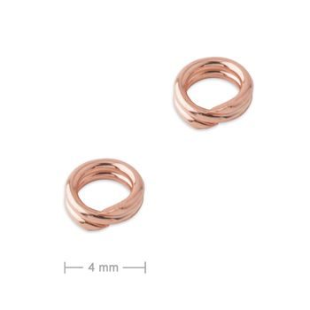 Silver double jump ring rose gold-plated 4mm No.823