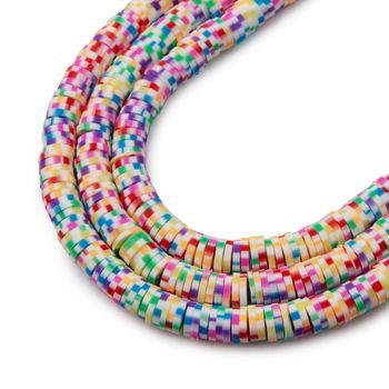 Heishi polymerové korálky na 40cm šňůrce barevné proužkované