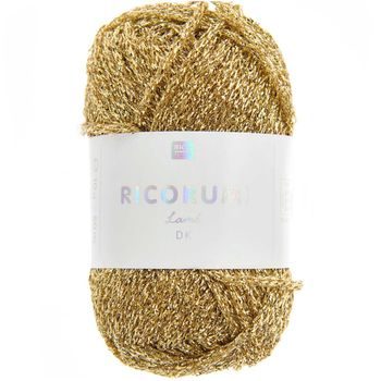 Ricorumi Lamé fancy crochet yarn shade 002 in gold