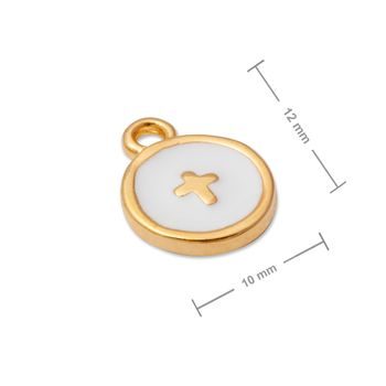 Manumi pendant cross with white enamel 12x10mm gold-plated
