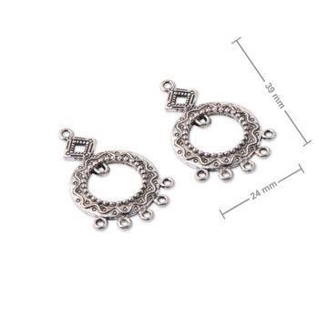 Decorative chandelier earring findings 39x24mm antique silver colour