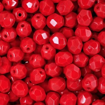 Glass fire polished beads 6mm Opaque Red