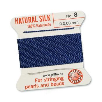 Silk thread with needle 0.8mm/2m dark blue