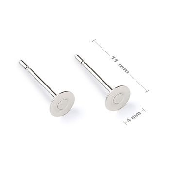 Flat ear posts 4mm in the colour of silver
