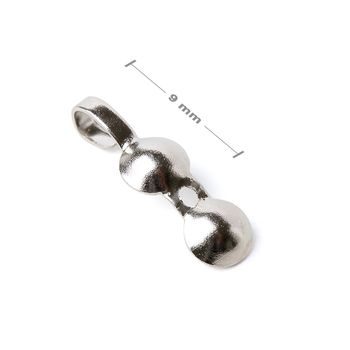 Jewellery bead tip with one loop 9mm in the colour of silver