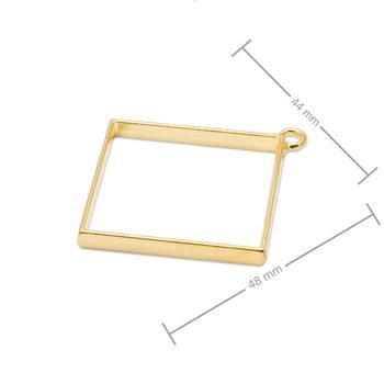 Frame for casting crystal resin square 48x44mm in the colour of gold