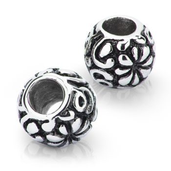 Stainless steel bead with a wide center hole No.14