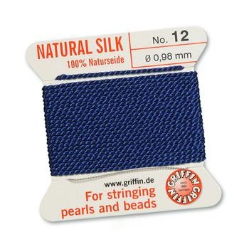 Silk thread with needle 0.98mm/2m dark blue