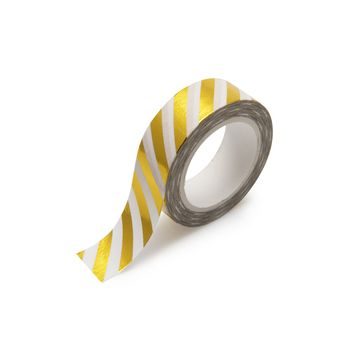 Washi tape with stripes 10m silver-yellow