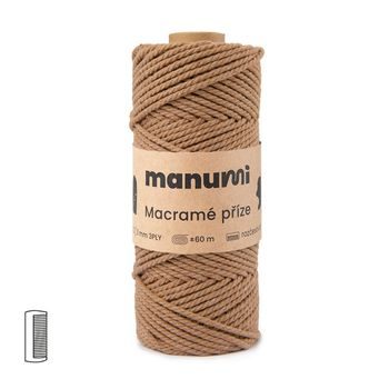 Macramé twisted cord 3PLY 3mm light brown