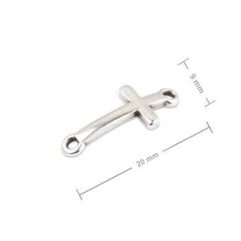 Manumi connector cross 20x9mm silver-plated