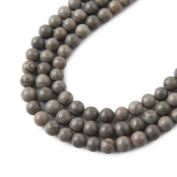 Gray Wood Jasper beads 4mm