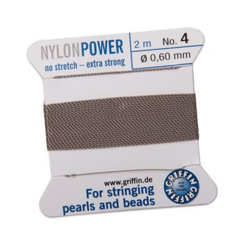 Griffin nylonová nit Nylon power s jehlou 0,6 mm/2 m šedá