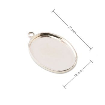 Camă bijuterii pentru pandantiv oval 25x18mm culoare platină