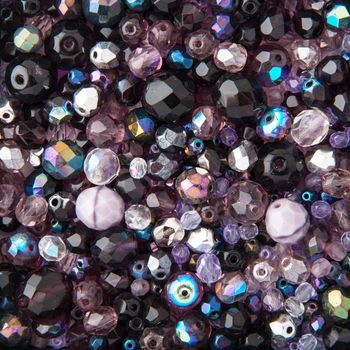 Purple fire polished beads mix