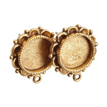 Nunn Design ear posts with round settings flowers with a loop 22x18,5mm gold-plated