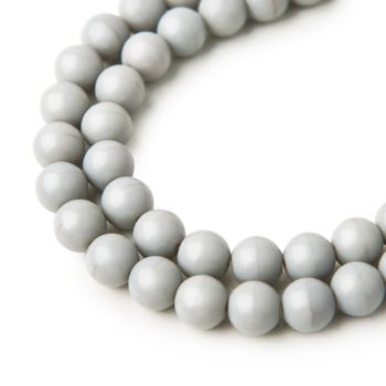 Czech glass pressed round beads Light Grey Opaque 8mm No.83