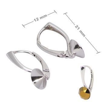 Sterling silver 925 rhodium-plated earring hook for SWAROVSKI 1088 8mm No.640