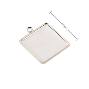 Jewellery pendant setting square 20x20mm in the colour of platinum