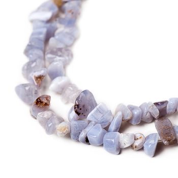 Gemstone chips Blue lace agate chalcedony 90cm