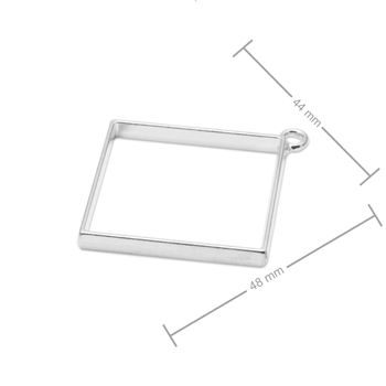 Frame for casting crystal resin square 48x44mm in the colour of silver
