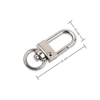 Bižuterní karabinka s otočným očkem v barvě platiny 32 mm