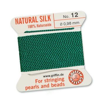 Silk thread with needle 0.98mm/2m green