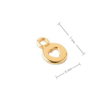 Silver pendant end cap heart gold-plated No.905