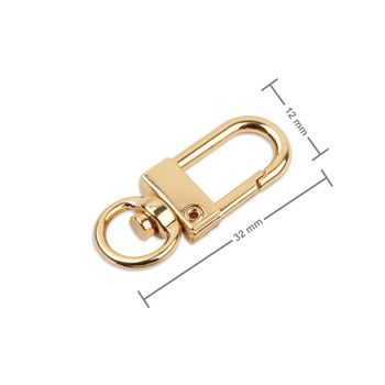 Bižuterní karabinka s otočným očkem v barvě zlata 32 mm
