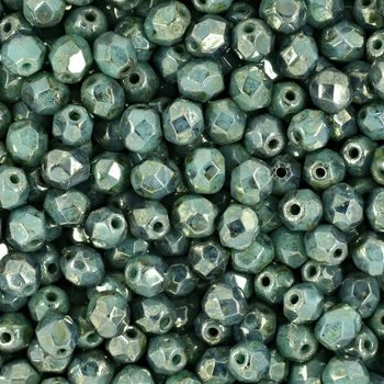 Glass fire polished beads 4mm Turquoise Bronze Picasso