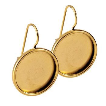 Nunn Design earring hooks with round settings 28,5x21,5mm gold-plated