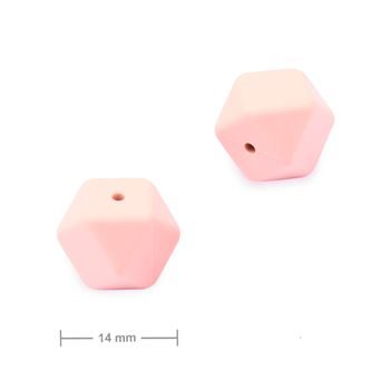 Silikonové korálky hexagon 14mm Baby Pink