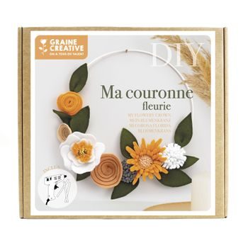 Creative kit for making a circular decoration with flowers