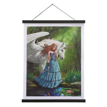 Diamond painting with hanger bars Fairy next to a lake 35x45cm