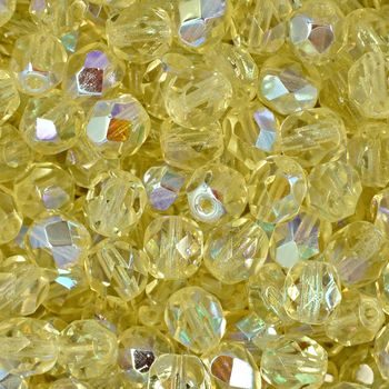 Glass fire polished beads 6mm Citrine Yellow AB