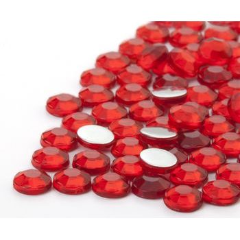 Acrylic glue-on stones round 6mm red