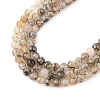 Black Dragon Vein Agate beads 4mm