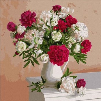 Maľba podľa čísel obraz s vázou plnou kvetov 40x40cm