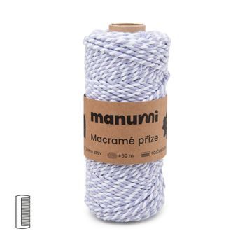 Manumi Macramé priadza stáčaná 2PLY 3mm fialovo-biela