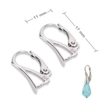 Sterling silver 925 rhodium-plated earring hook 17x11mm No.636
