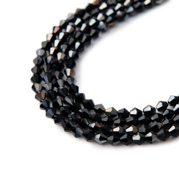 Czech crystal bicone beads 4mm Jet Steel half