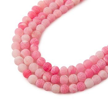 Crackle Pink Agate beads matte 4mm