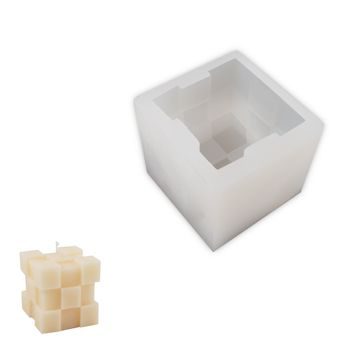 Silicone mould in the shape of a checkered cube