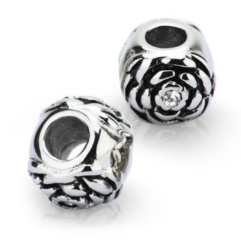 Stainless steel bead with a wide center hole No.4