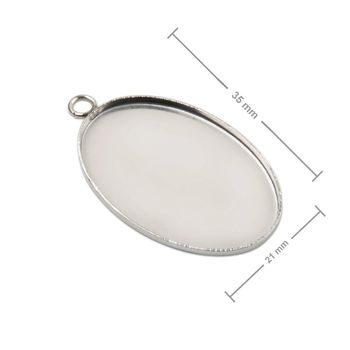Jewellery pendant bed oval 30 x 20 mm surgical steel