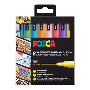 POSCA fixy sada 3M akrylové třpytivé barvy mix 8ks
