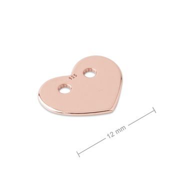 Silver connector heart rose gold-plated 12mm No.756