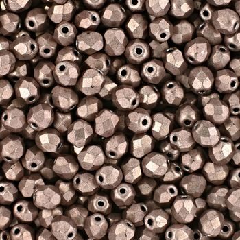 Glass fire polished beads 4mm Saturated Metallic Pale Dogwood