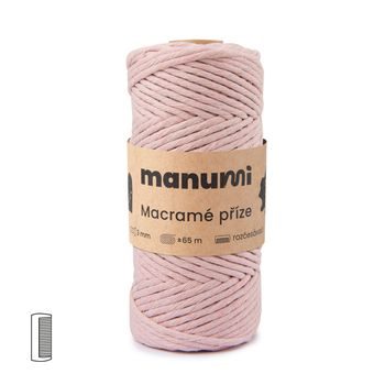 Manumi Macramé příze stáčená 3mm světle růžová