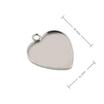 Jewellery heart pendant bed 10 x 10 mm surgical steel